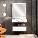 Ver imagem 1 de Conjunto para Banheiro 1 Espelho Bisotê 1 Gaveteiro Suspenso 1 Bancada para Cuba MAX 