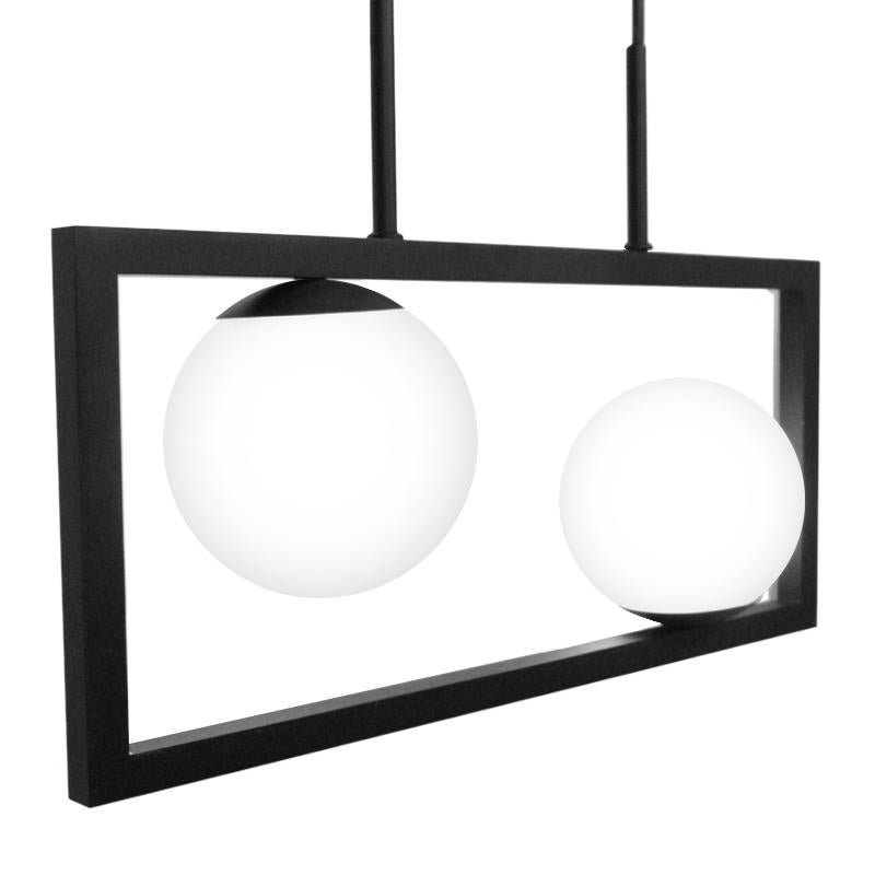 Pendente Painting na Cor Preto com 2 Globos Brancos Fosco para 2 Lâmpadas G9 de LED - 4