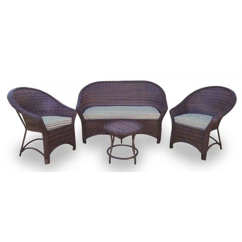 Conjunto de Sofá Fibra Sintética Bali Promo - 1 Sofá 2L + 2 Poltronas + 1 Mesa Centro - Tecido Caban