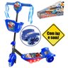 Patinete Infantil com cesta corrida brinquedo criança DM Toy:Azul+Preto - 3