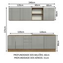 Ver imagem 4 de Armário de Cozinha Completa 240cm Rustic/Cinza Lux Madesa 05