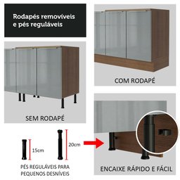 Armário de Cozinha Completa 240cm Rustic/Cinza Lux Madesa 05 - 10