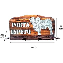 Suporte Parede Boi Porta Espetos de Churrasqueira em Madeira - 4