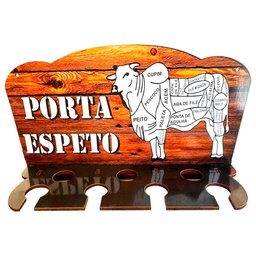 Suporte Parede Boi Porta Espetos de Churrasqueira em Madeira - 1