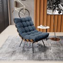 Ver imagem 2 de Kit 02 Poltronas Costela Suede Azul Marinho Base Metálica Preto - D’Rossi