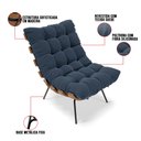 Ver imagem 7 de Kit 02 Poltronas Costela Suede Azul Marinho Base Metálica Preto - D’Rossi