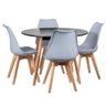 Jogo de Mesa Leda Redonda 80cm Preta com 4 Cadeiras Leda Cinza Design Contemporâneo - 3