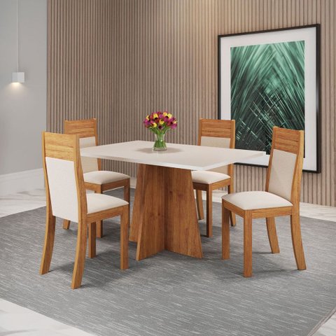 Mesa de Jantar 4 Lugares Vivere Mel/Blonde/Bronze - Viero Móveis
