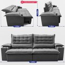 Ver imagem 3 de Sofá Retrátil e Reclinável 2,80m Molas Ensacadas Dream Velusoft Cinza Cama Inbox