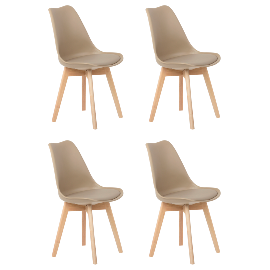 Kit 4 Cadeiras Design Leda Eames Estofada Wood Fendi