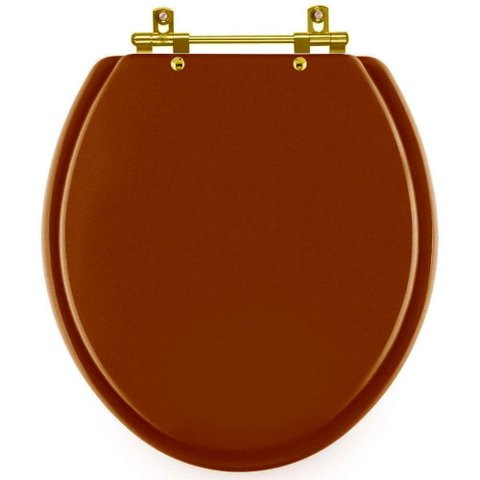 Assento Sanitário Convencional Oval Universal Caramelo com Ferragem Dourada