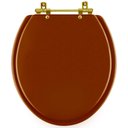 Ver imagem 1 de Assento Sanitário Convencional Oval Universal Caramelo com Ferragem Dourada