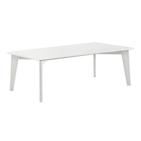 Mesa de Jantar Ester Universum Retangular 180 cm Tampo Vidro Madeira Laca Branca Brilhante