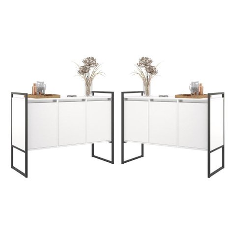 Armario Industrial 3 Portas Branco Conjunto 2 Peças