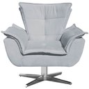 Ver imagem 2 de Kit 2 Poltronas Decorativas Base Giratória Cromada Charger Suede Cinza - Gran Belo