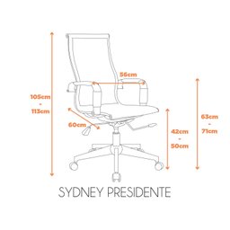Cadeira Escritório Presidente Giratória Aço Cromado Sidney - 4