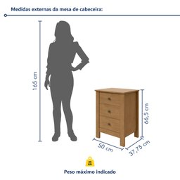 Mesa de Cabeceira 3 Gavetas Maggiore New  - 7