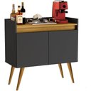 Ver imagem 1 de Aparador Buffet Sala 2 Portas Luxo Prime Preto / Madeirado - JM Casa dos Móveis