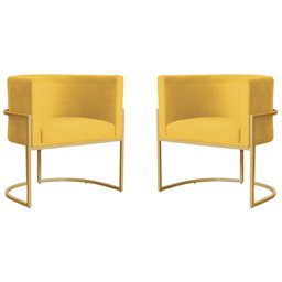 Kit 2 Poltronas Decorativa Sala de Estar Luana Base Gold Suede - 1