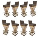 Ver imagem 1 de Kit 08 Banquetas Luma Base de Ferro Sued Marrom Rato - D'classe Decor