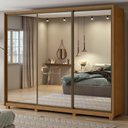 Ver imagem 1 de Guarda Roupa Casal com 3 Espelhos 3 Portas de Correr 6 Gavetas e Pés 270,5cm Spazio Super Glass Móveis Lopas