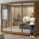 Ver mais imagens de Guarda Roupa Casal com 3 Espelhos 3 Portas de Correr 6 Gavetas e Pés 270,5cm Spazio Super Glass Móveis Lopas