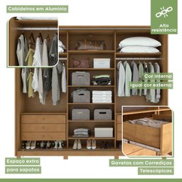 Guarda Roupa Casal com 3 Espelhos 3 Portas de Correr 6 Gavetas e Pés 270,5cm Spazio Super Glass Móveis Lopas - 11 Guarda Roupa Casal com 3 Espelhos 3 Portas de Correr 6 Gavetas e Pés 270,5cm Spazio Super Glass Móveis Lopas - 11