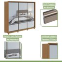 Ver imagem 7 de Guarda Roupa Casal com 3 Espelhos 3 Portas de Correr 6 Gavetas e Pés 270,5cm Spazio Super Glass Móveis Lopas