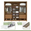 Ver imagem 5 de Guarda Roupa Casal com 3 Espelhos 3 Portas de Correr 6 Gavetas e Pés 270,5cm Spazio Super Glass Móveis Lopas