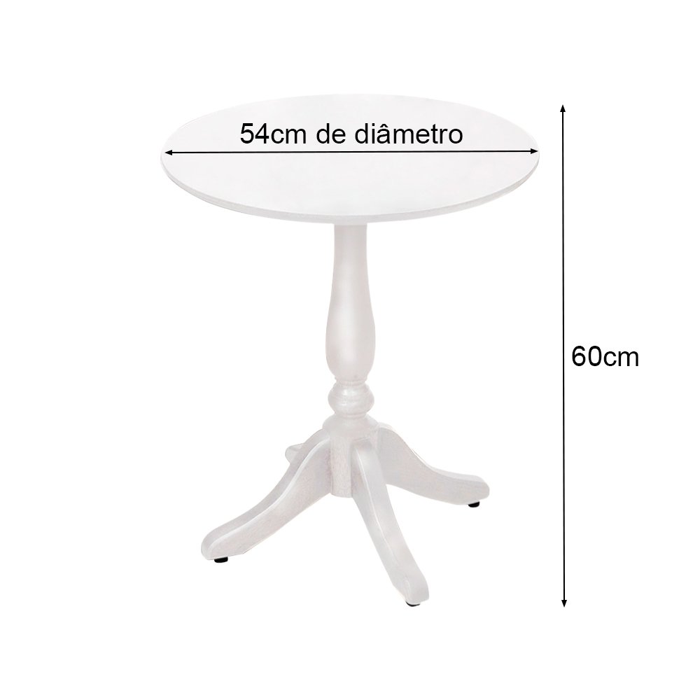Mesa Lateral Madeira Rústica Pé Torneado S/borda - Branca - 3