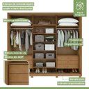 Ver imagem 4 de Guarda Roupa Casal com Espelho 3 Portas de Correr 6 Gavetas e Pés 270,5cm Spazio Glass Espresso Móveis 