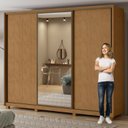 Ver mais imagens de Guarda Roupa Casal com Espelho 3 Portas de Correr 6 Gavetas e Pés 270,5cm Spazio Glass Espresso Móveis 