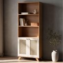 Ver imagem 4 de Estante Livreiro Multiuso para Sala Home Office 2 Portas 3D 70cm Tessaro A05 Cinamomo Off White -
