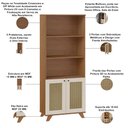 Ver imagem 5 de Estante Livreiro Multiuso para Sala Home Office 2 Portas 3D 70cm Tessaro A05 Cinamomo Off White -