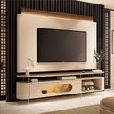 Ver imagem 2 de Conjunto Bancada Aria e Painel Nobre Led para Tv até 85” Off White/castanho