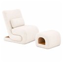 Ver imagem 1 de Kit Poltrona com Puff Fluxo Bouclé Off White - Sallar Home