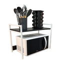 Ver imagem 1 de Suporte Microondas Com Prateleira Em Aço Branco Mdf Preto