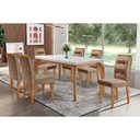 Ver imagem 1 de Conjunto: Mesa de Cozinha Londrina C/ Tampo Madeirado Canto Reto 180x90cm e 6 Cadeiras Imperatriz
