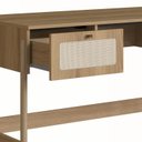 Ver imagem 5 de Escrivaninha Mesa Escritório Palhinha Pé Madeira Oslo 2 Gavetas 139cm Hanover Marrom
