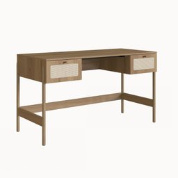 Escrivaninha 2 Gavetas 139cm Palhinha Pé Madeira Oslo  - 2