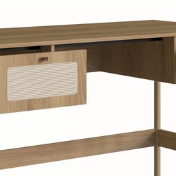 Escrivaninha Mesa Escritório 2 Gavetas 139cm Palhinha Pé Madeira Oslo - 6