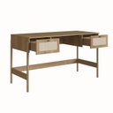 Ver imagem 4 de Escrivaninha Mesa Escritório Palhinha Pé Madeira Oslo 2 Gavetas 139cm Hanover Marrom