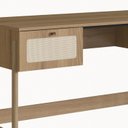 Ver imagem 7 de Escrivaninha Mesa Escritório 2 Gavetas 139cm Palhinha Pé Madeira Oslo