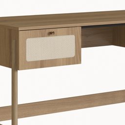 Escrivaninha Mesa Escritório 2 Gavetas 139cm Palhinha Pé Madeira Oslo - 7