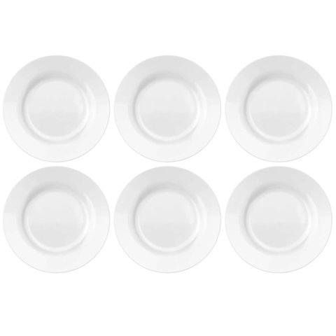 Jogo 6 Pratos de Sobremesa 19cm Opaline Menu Nadir Figueiredo em Vidro Temperado Branco