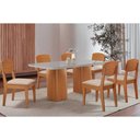 Ver imagem 1 de Conjunto: Mesa Sala Jantar Maldivas C/ Tampo Madeirado C/ Vidro Canto Curvo 180x90cm e 6 Cadeiras
