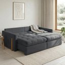 Ver imagem 2 de Sofá Cama 4 Lugares Retrátil Reclinável 260cm Veludo com Molas Ensacadas Atena Yescasa Cinza Grafite