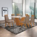 Ver imagem 1 de Conjunto de Jantar Mesa Maia Tampo MDF e Vidro com 6 Cadeiras Catar Marrom/Castanho Cinamomo/Capuccino/Off White