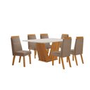 Ver imagem 2 de Conjunto de Jantar Mesa Maia Tampo MDF e Vidro com 6 Cadeiras Catar Marrom/Castanho Cinamomo/Capuccino/Off White
