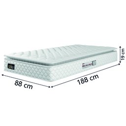 Cama Box Solteiro Colchão Espuma D33 Pillow Top New Millenium 88x188x57cm Branco Hellen - 3